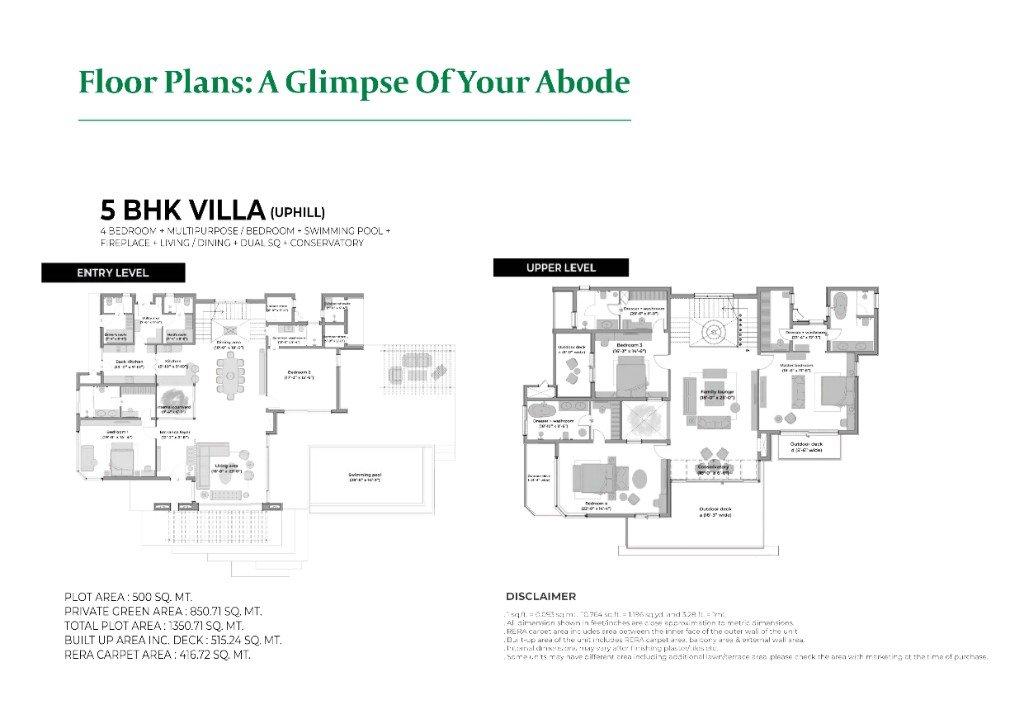 Oak Estate 5 BHK uphill floor plan